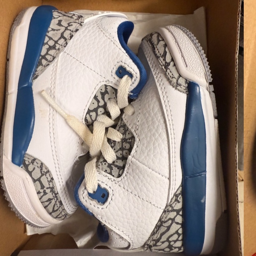 Jordan Kids White and Blue Sneakers